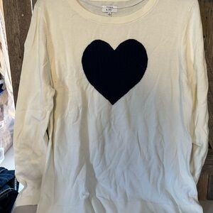 Crown & Ivy Cream Sweatshirt with Black Heart